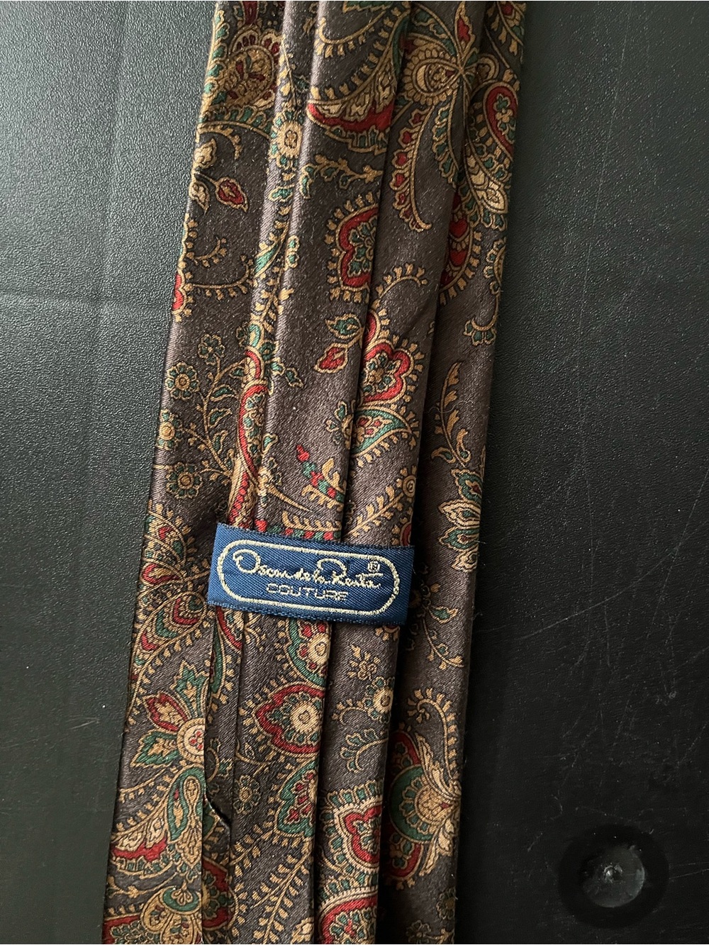1980s Oscar de la Renta Silk, Hand Sewn Tie